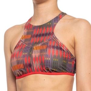 PRANA NWT Azra High Neck Bikini Swim Top Carmine Desert Geo Sz Medium